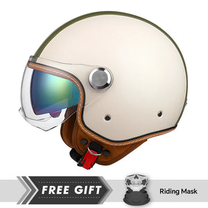 Casque moto jet 3/4 open face en cuir avec double visière - vue 9