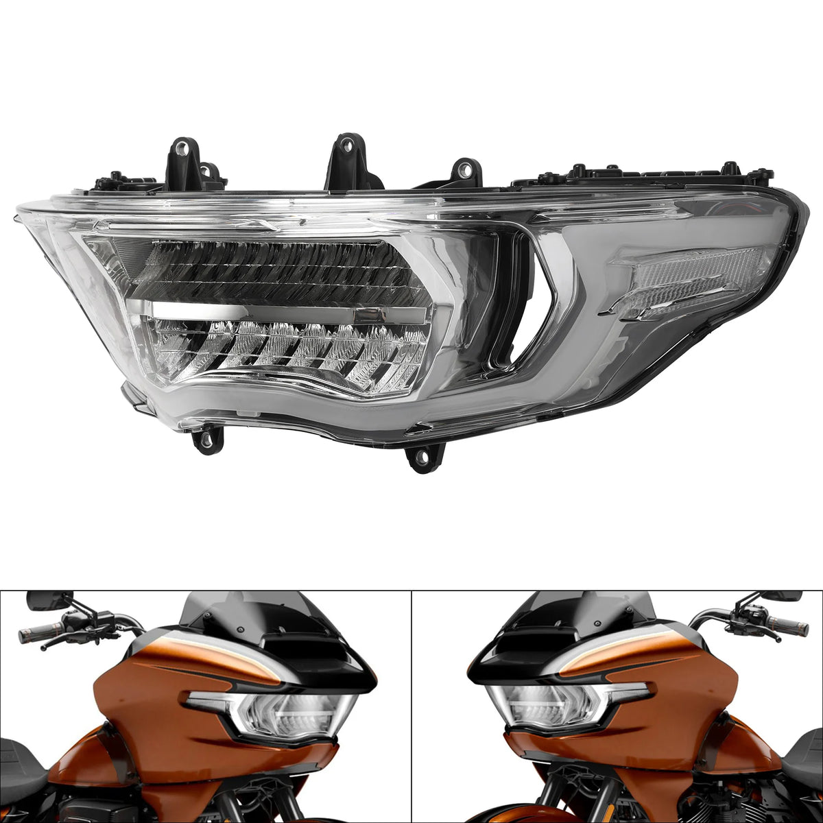 Phare LED avant noir TCMT monté sur une Harley-Davidson CVO Road Glide - vue 2