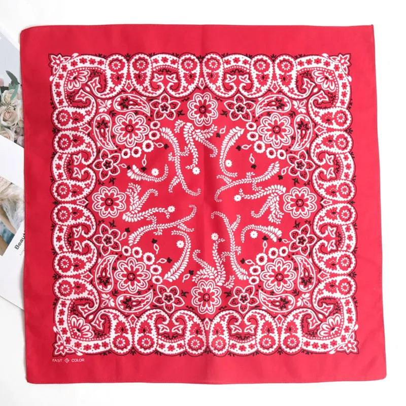 Bandana carré en coton motif cachemire - vue 7