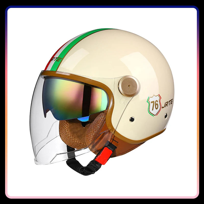 Casque moto jet rétro ouvert, vue de profil - vue 9
