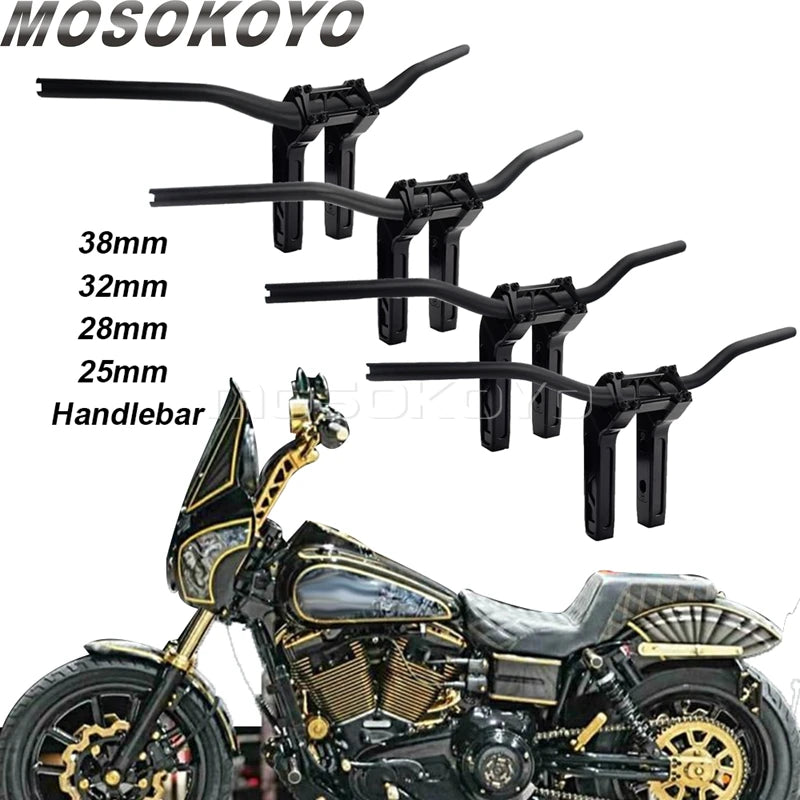 Risers pullback et guidon pour Harley Dyna Sportster Softail - vue 1