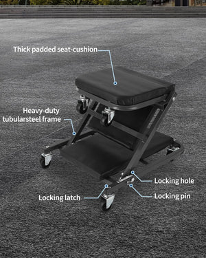 Siège creeper 2-en-1 pliable sur roulettes, capacité 150 kg – photo 6/7