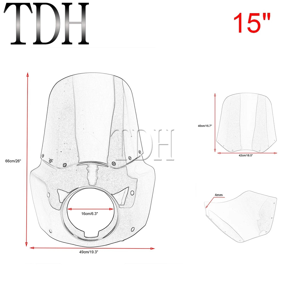 Carénage phare noir avec pare-brise pour Harley-Davidson Dyna Wide Glide - vue 6