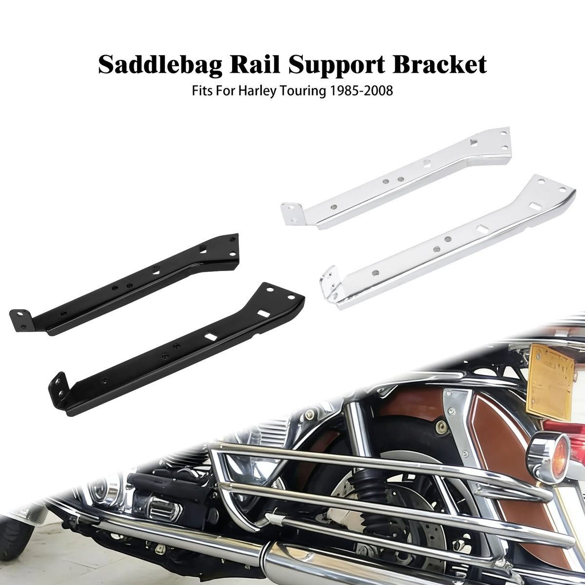Support de rail de sacoche noir pour Harley-Davidson Touring - vue 1