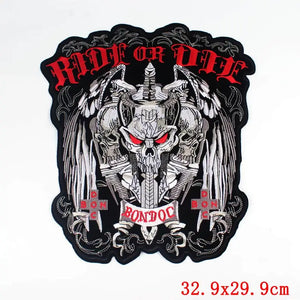 Écusson dorsal brodé biker punk crâne aigle - vue 13