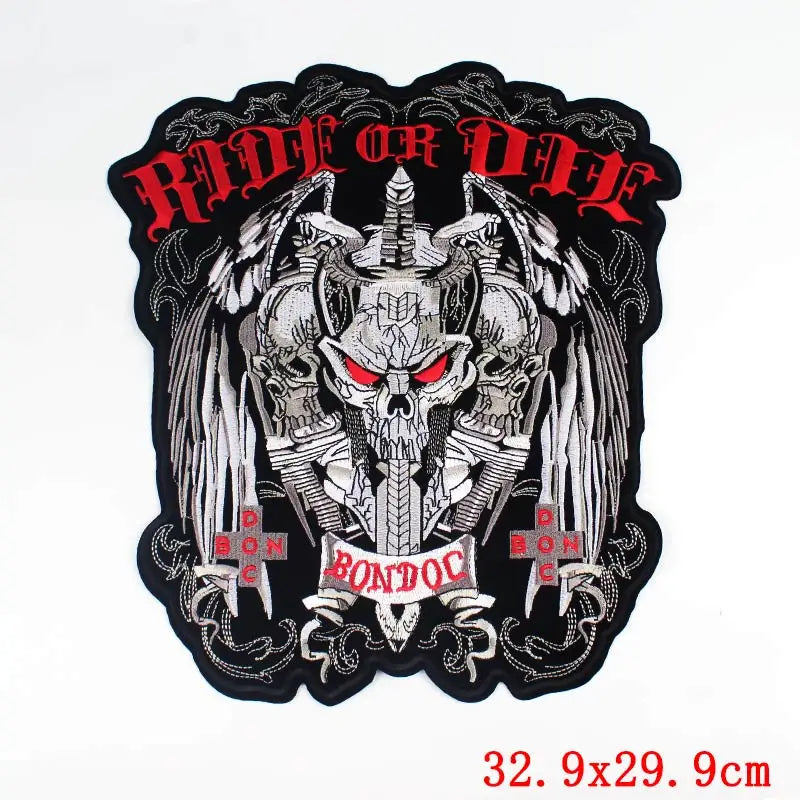 Écusson dorsal brodé biker punk crâne aigle - vue 13