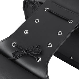 Paire de sacoches cavalières en cuir PU noir pour moto custom - vue 7