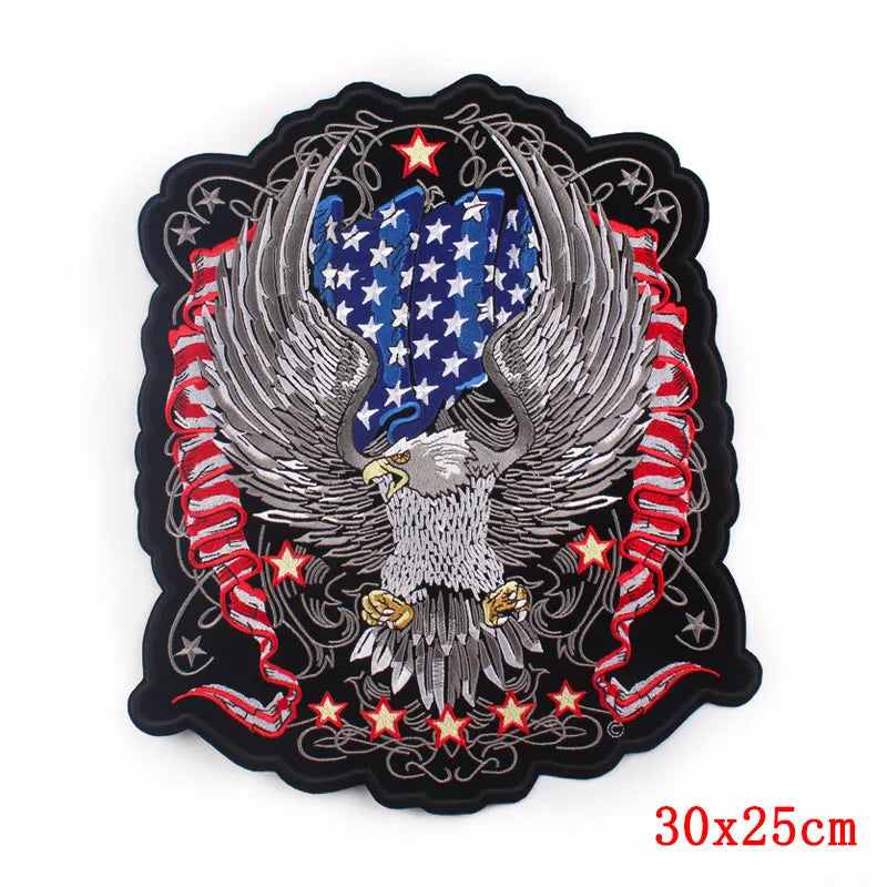 Écusson dorsal brodé biker punk crâne aigle - vue 32