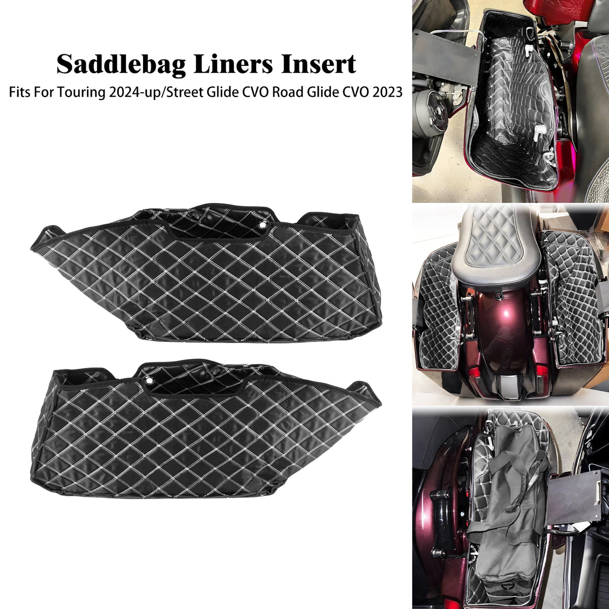 Doublure de sacoche noire avec surpiqûre pour Harley-Davidson Touring - vue 7