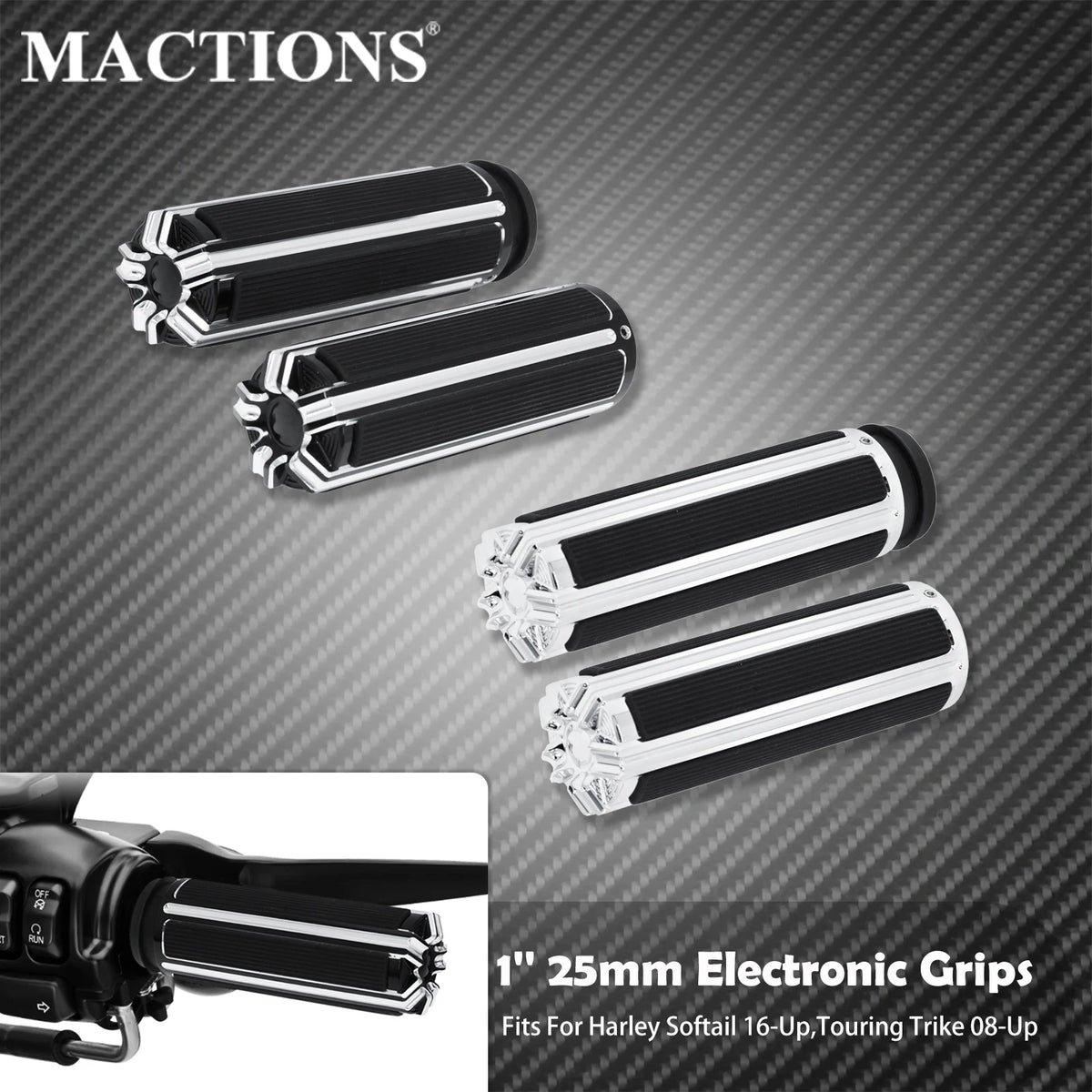 Poignées de gaz électroniques 25mm (1 pouce) pour Harley-Davidson Softail, FXDLS Low Rider S 2016-2024 – photo 1/8