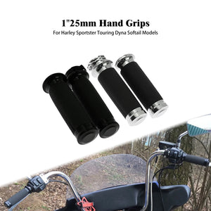 Poignées de Guidon 25mm (1") - Harley-Davidson Sportster, Touring, Softail, Dyna & V-Rod – photo 1/8