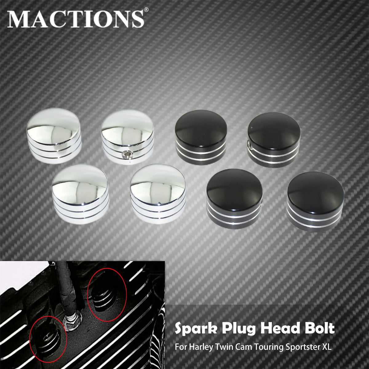 Caches de vis de culasse pour Harley Twin Cam Evo Sportster - vue 1