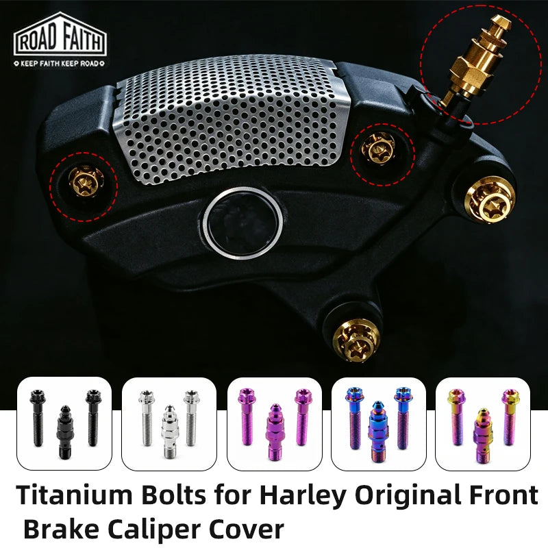 Boulons de Cache Étrier Avant en Titane pour Harley Touring, Softail – photo 1/12