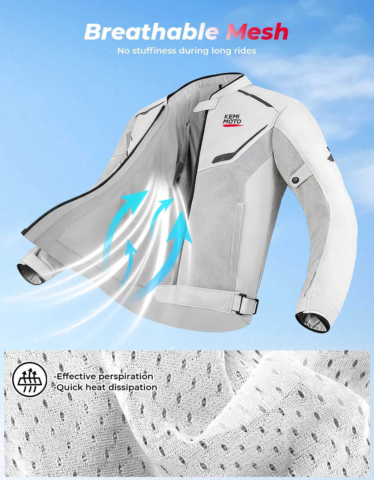 Blouson moto été respirant avec protections - vue - vue 3