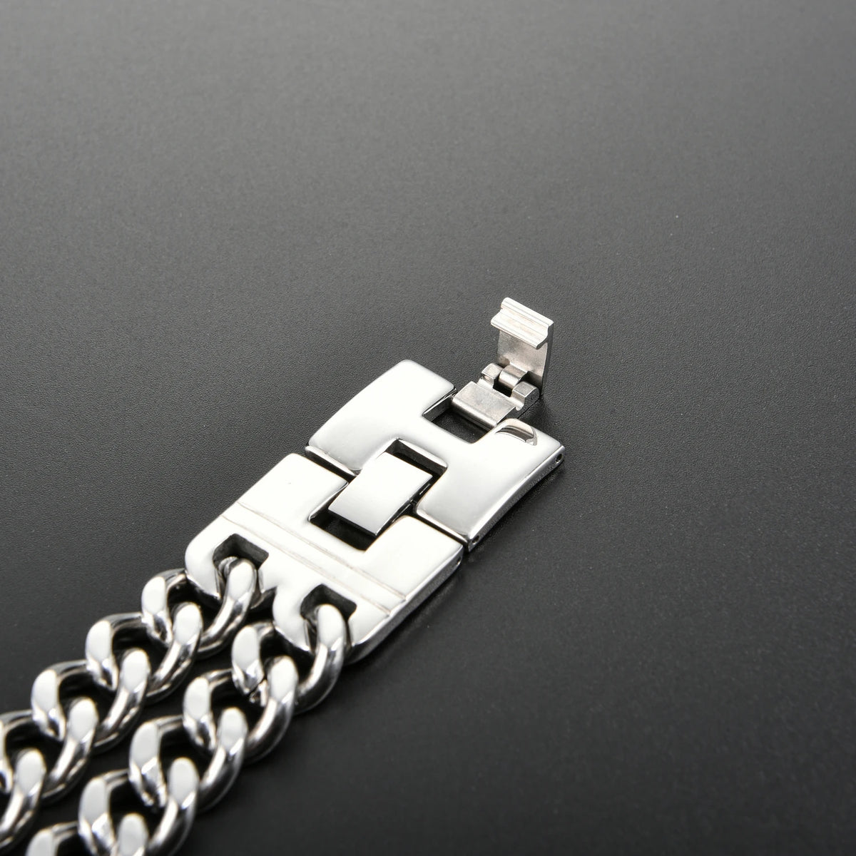 Bracelet chaîne acier inoxydable style biker - vue produit - vue 6