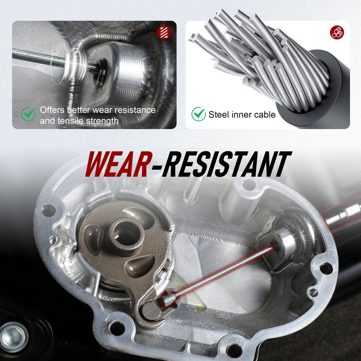 Câble d'Embrayage Tressé Inox (145 à 170 cm) - Harley-Davidson Sportster XL 1986-2013 et 2004 et plus récent – photo 6/18