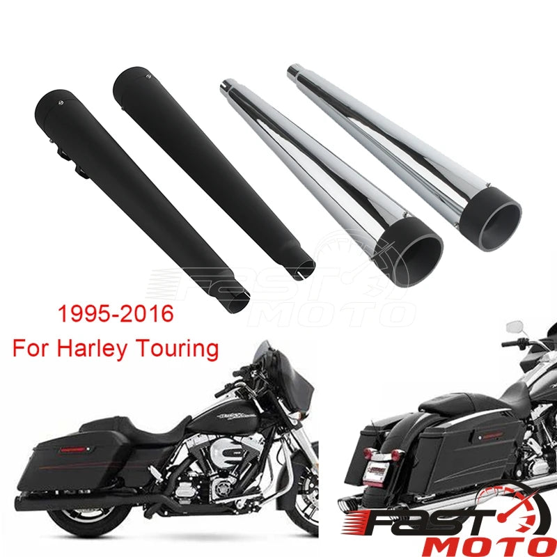 Paire de silencieux d'échappement chromés pour Harley-Davidson Touring - vue 2