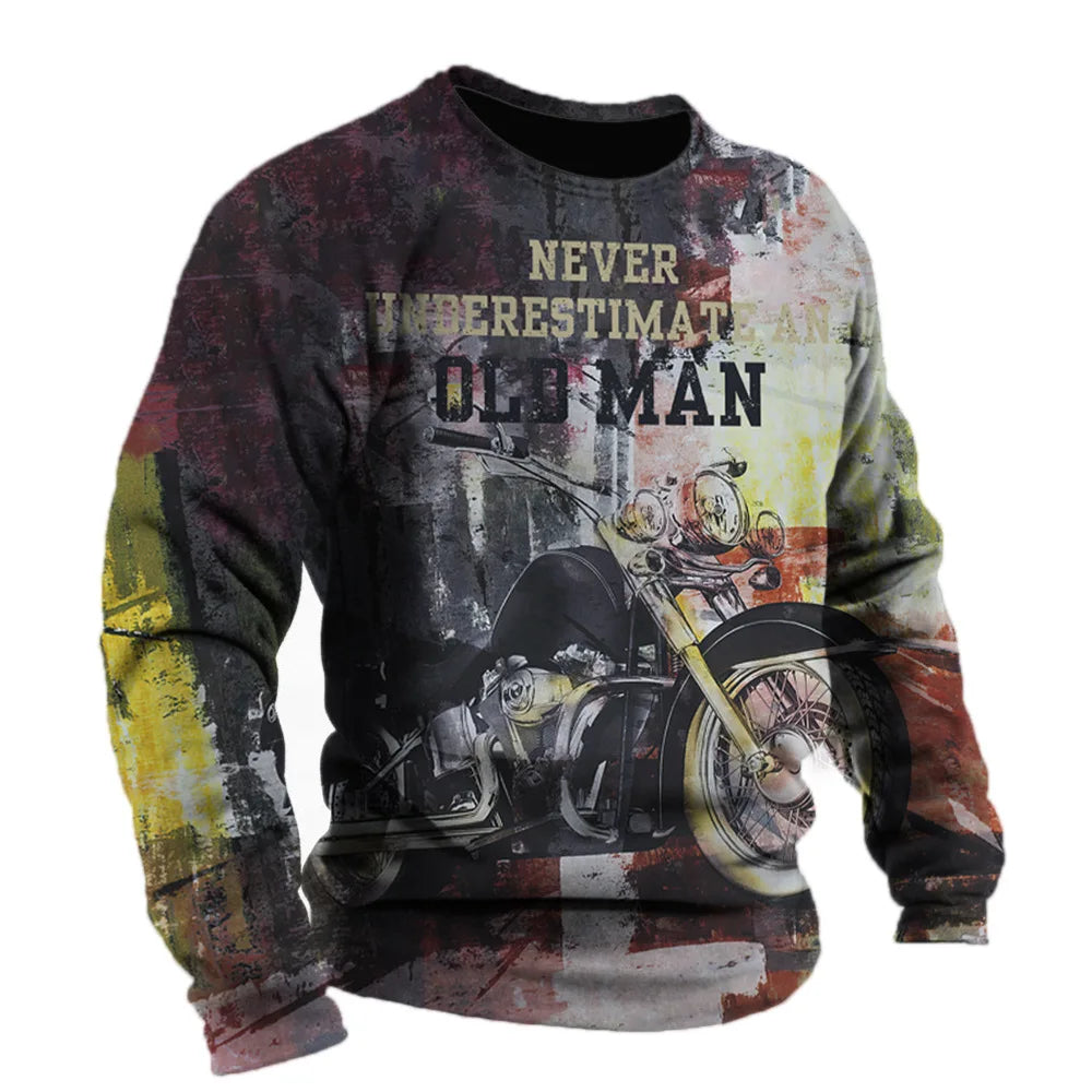 T-shirt Manches Longues Homme Style Biker Graphique 3D - vue 3
