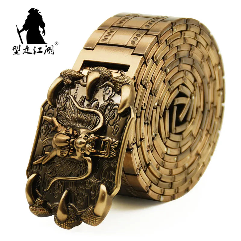 Ceinture métallique motif dragon boucle dorée - vue 1
