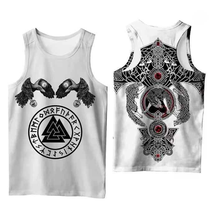 Débardeur homme noir imprimé motif viking - vue 4