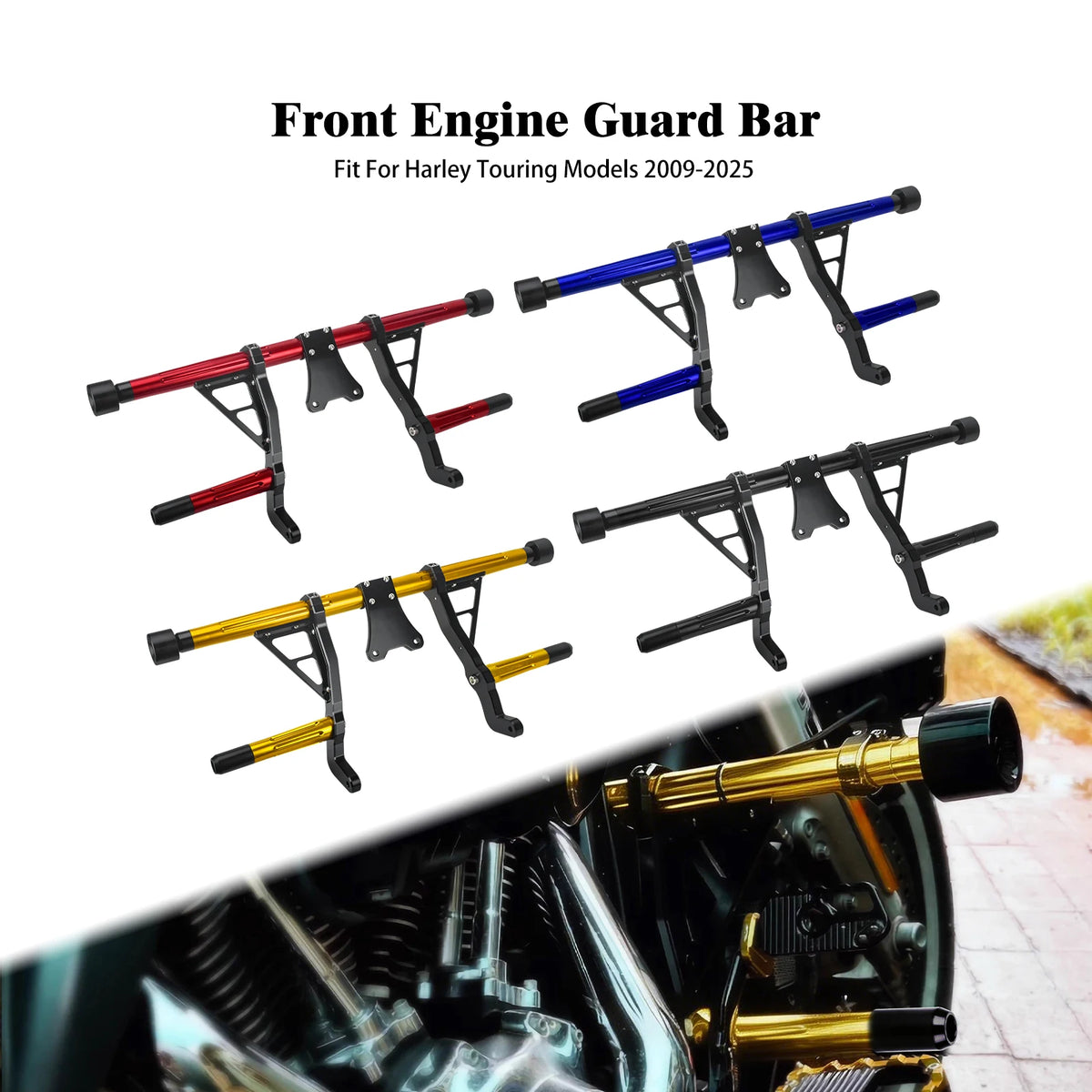Pare-carter avant bicolore en aluminium pour Harley-Davidson Touring - vue 1