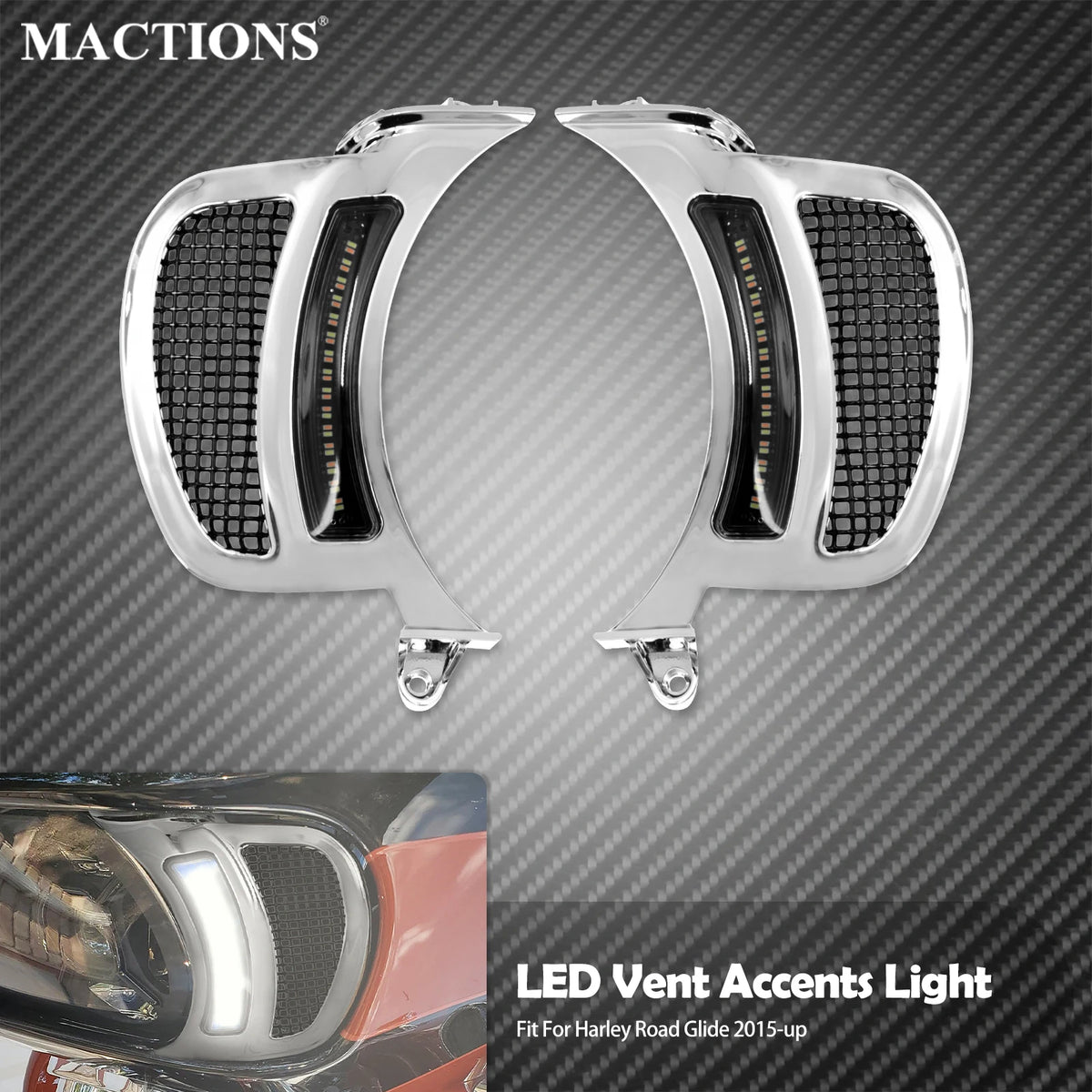 Feux LED d'accent de calandre phare, clignotant/veilleuse - Harley Touring FLTRX Road Glide 2015-2023 – photo 1/10