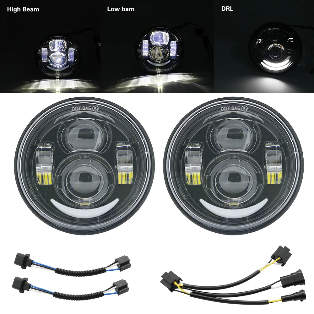 Double phare LED rond pour Harley-Davidson Dyna Fat Bob FXDF - vue 8