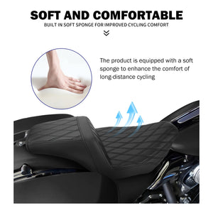 Selle biplace en cuir noir pour Harley-Davidson Touring - vue 3