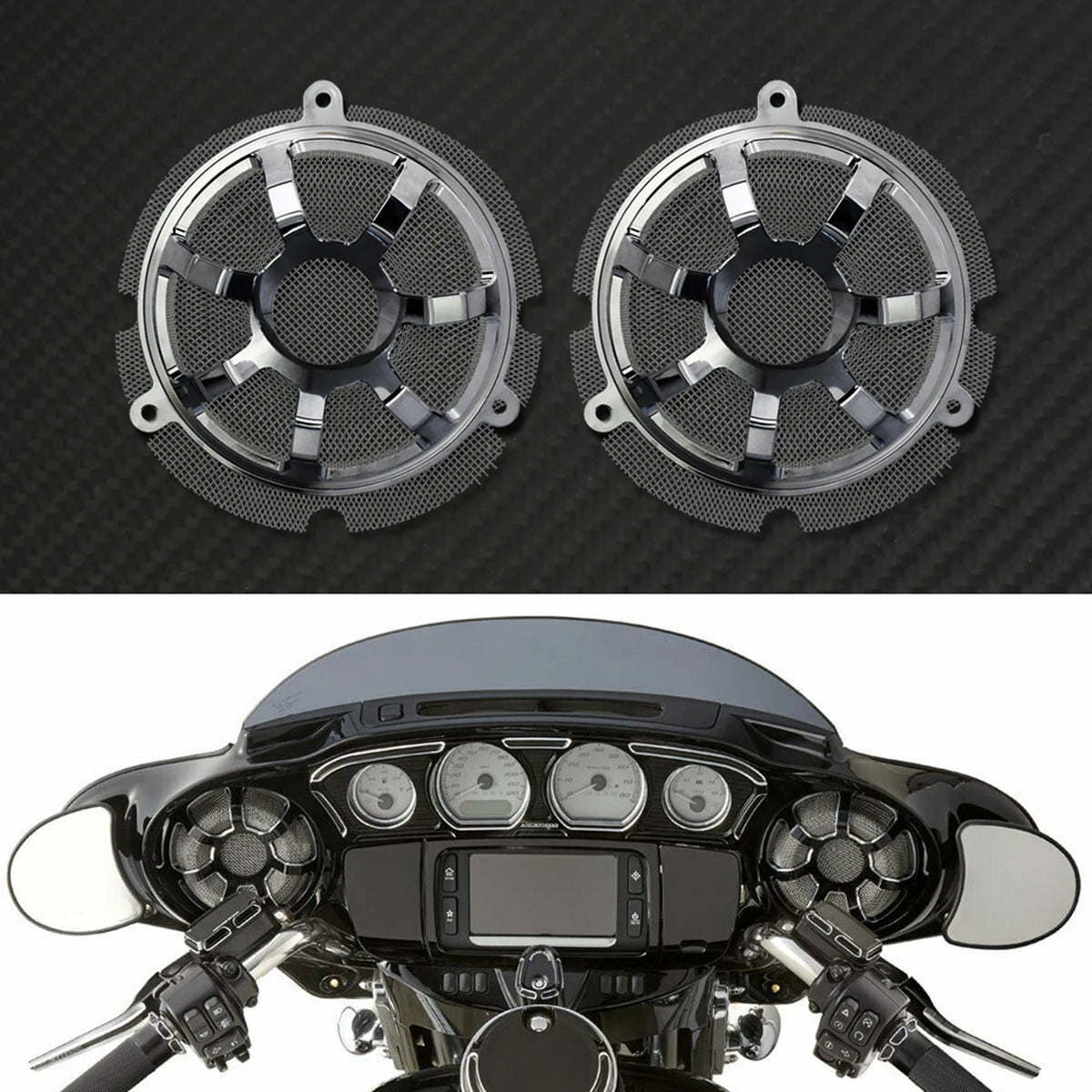 Grilles de haut-parleurs avant 6'' en aluminium (lot de 2) - Harley Touring Electra Glide, Street Glide, Tri Glide 2014-2023 – photo 12/12