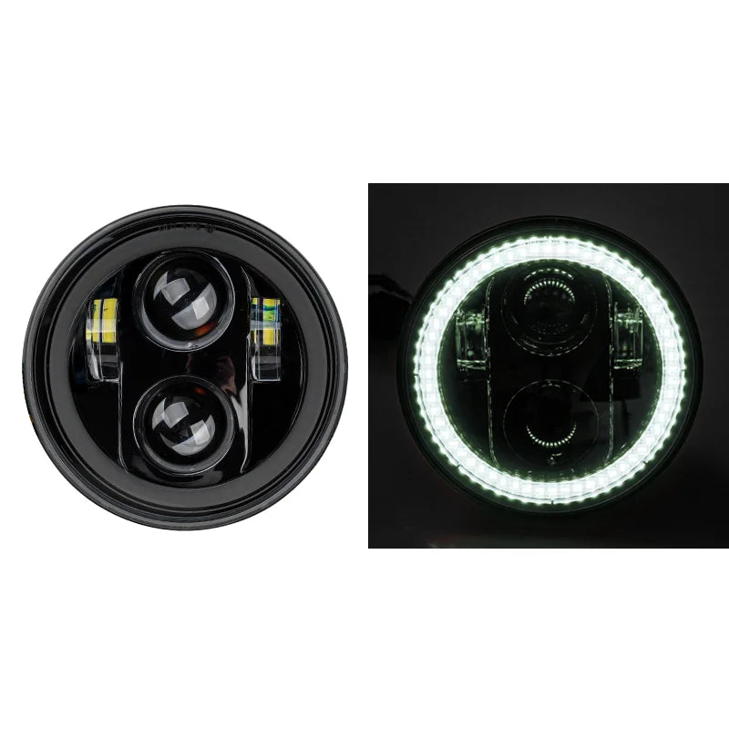 Phare LED style X 5,75 pouces avec feu de jour ambre pour moto rétro Harley Sportster et Scout - vue 18
