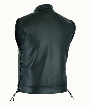 Gilet motard simili cuir noir homme - vue produit - vue 2