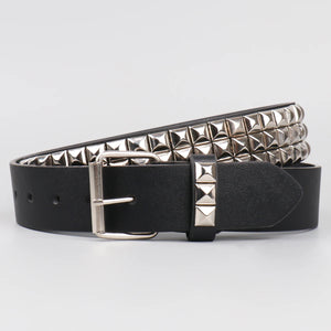 Ceinture noire simili cuir cloutée boucle métal - vue 8