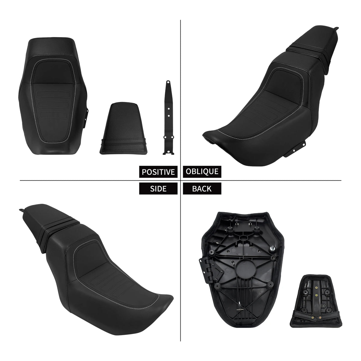 Selle duo noire en cuir PU pour Harley-Davidson Nightster - vue 4