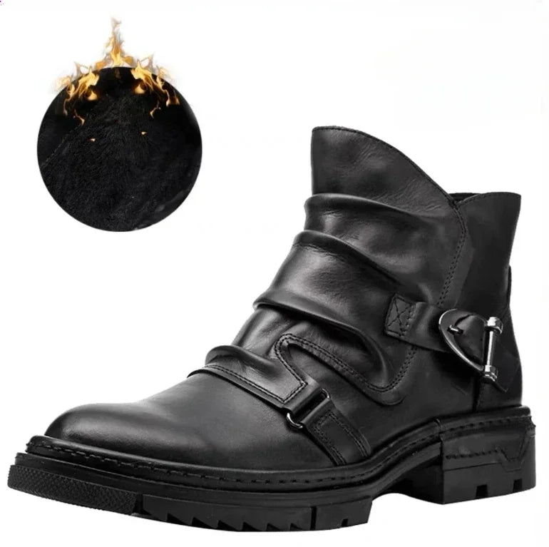 Bottes cuir motard bout rond - vue 8
