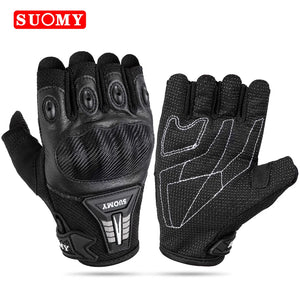 Gants moto mi-doigts noirs - vue de face - vue 1