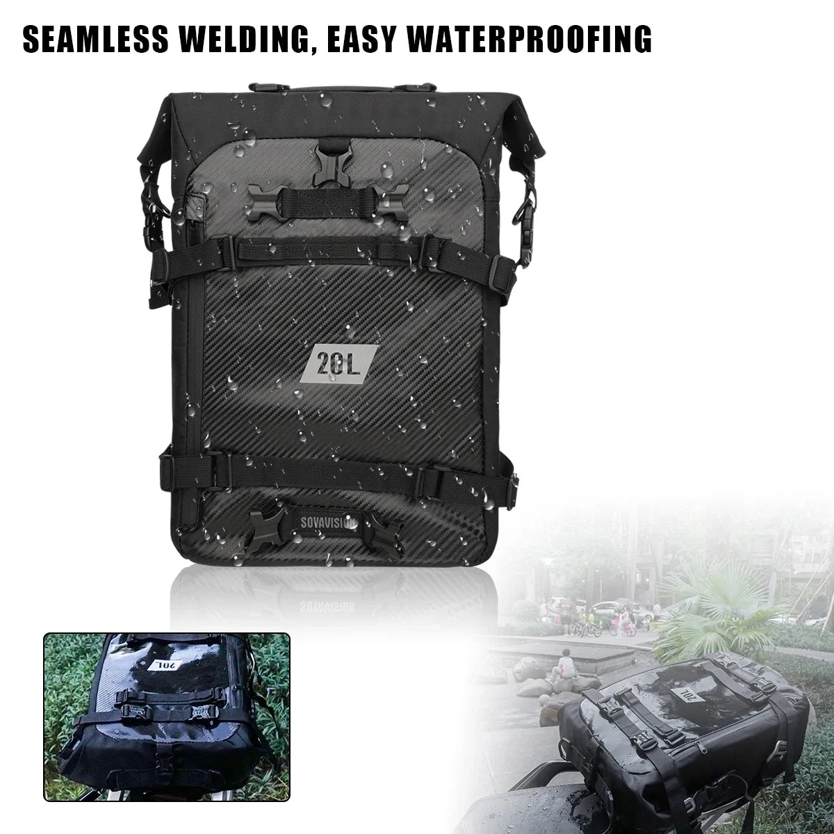 Sacoche noire pour barre de protection moto - vue 5