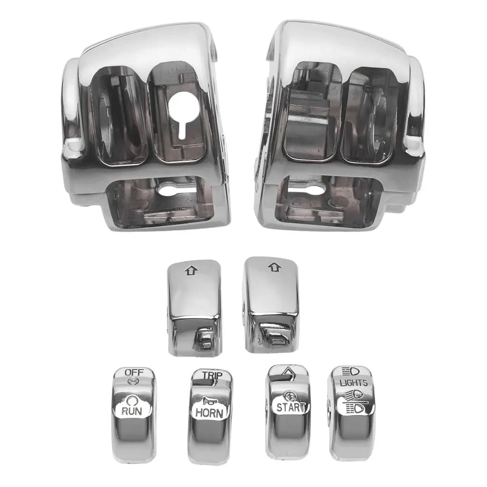 Boîtiers de commodo chromés pour Harley Softail Dyna Sportster - vue 7