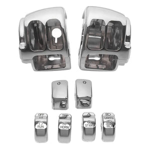 Boîtiers de commodo chromés pour Harley Softail Dyna Sportster - vue 7
