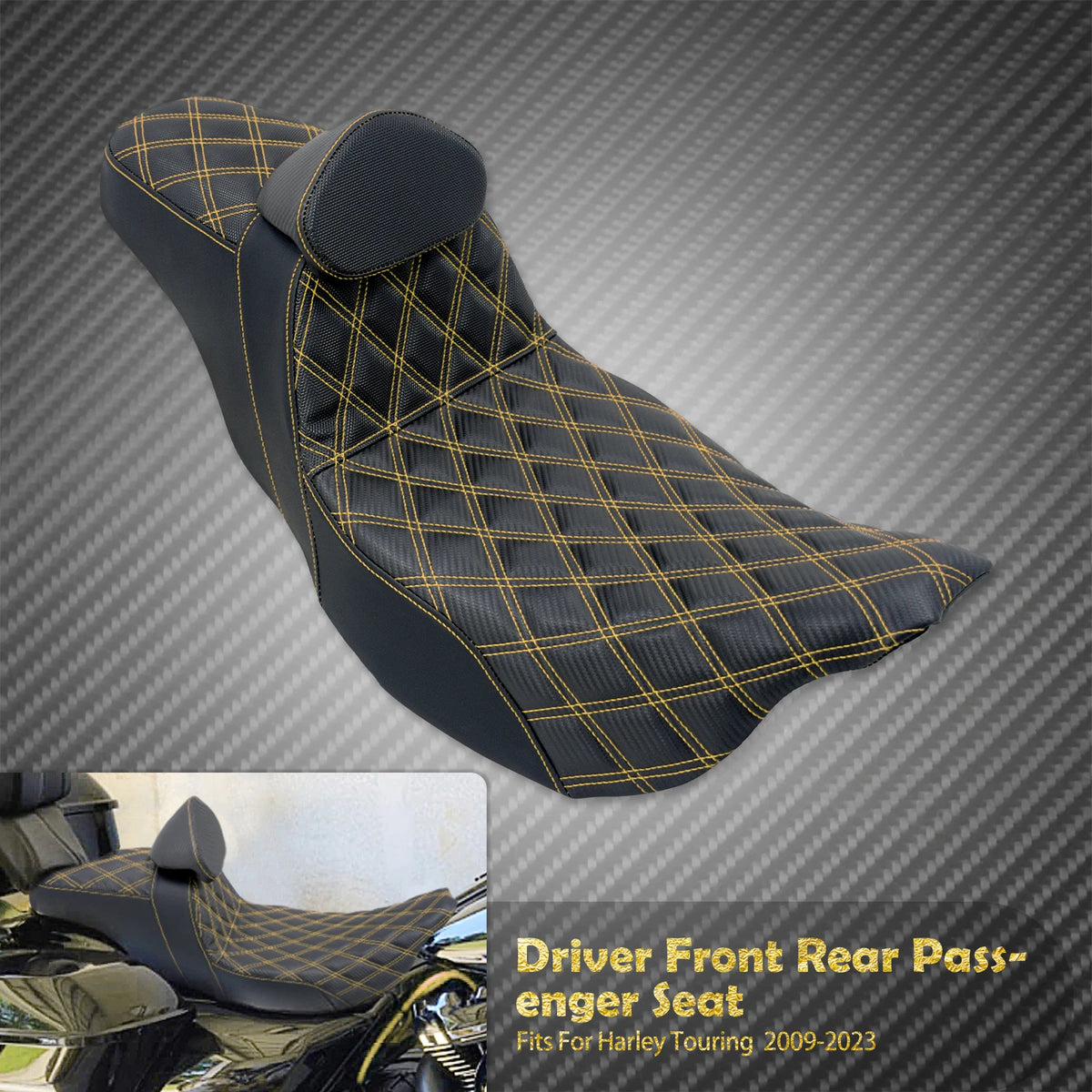 Selle Biplace avec Dossier Pilote Intégré - Harley-Davidson Touring Road King, Street Glide, Electra Glide 2009 et plus – photo 7/13