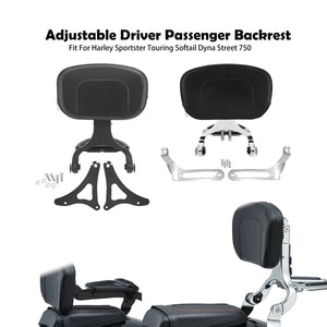 Dossier conducteur/passager réglable (sissy bar) noir/chrome pour Harley-Davidson Softail Breakout, Touring 2009-2017 – photo 1/27
