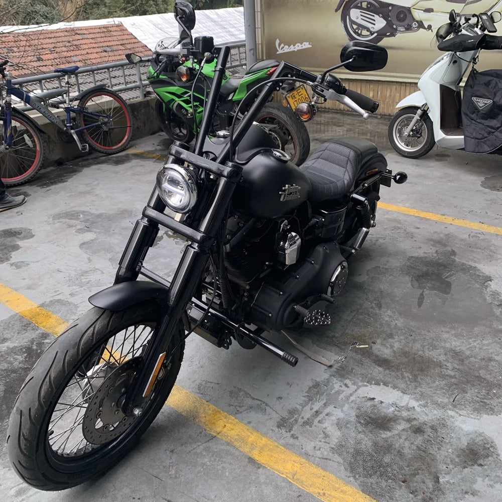 Cache de fourche en aluminium noir pour Harley Dyna - vue 2