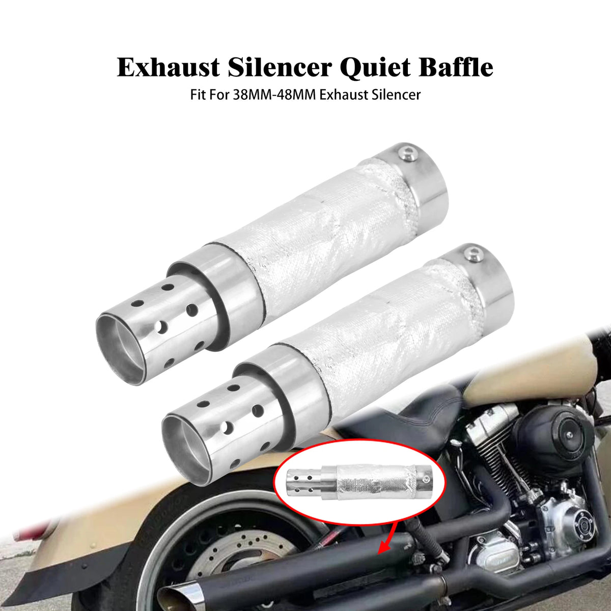 Chicane silencieuse en acier pour échappement de moto Harley-Davidson - vue 1