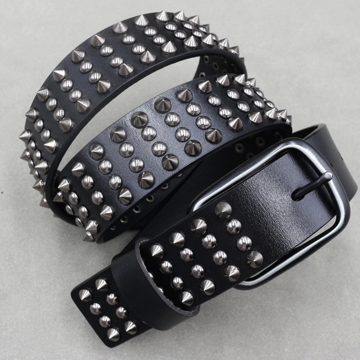 Ceinture en cuir véritable cloutée style rock - vue 14