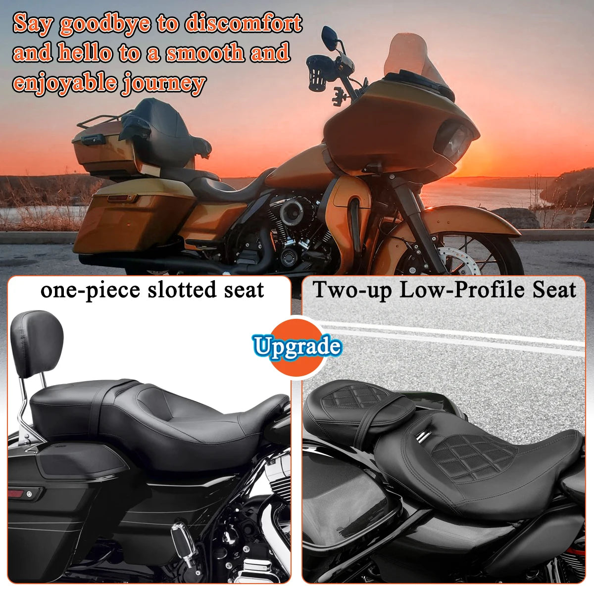 Selle biplace profil bas FOVPLUE pour Harley-Davidson Touring (2009 et plus récent)