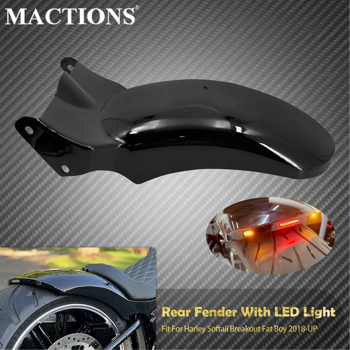 Garde-Boue Arrière avec Feu LED Stop/Clignotant - Harley-Davidson Softail Breakout & Fat Boy 2018-Up – photo 1/8