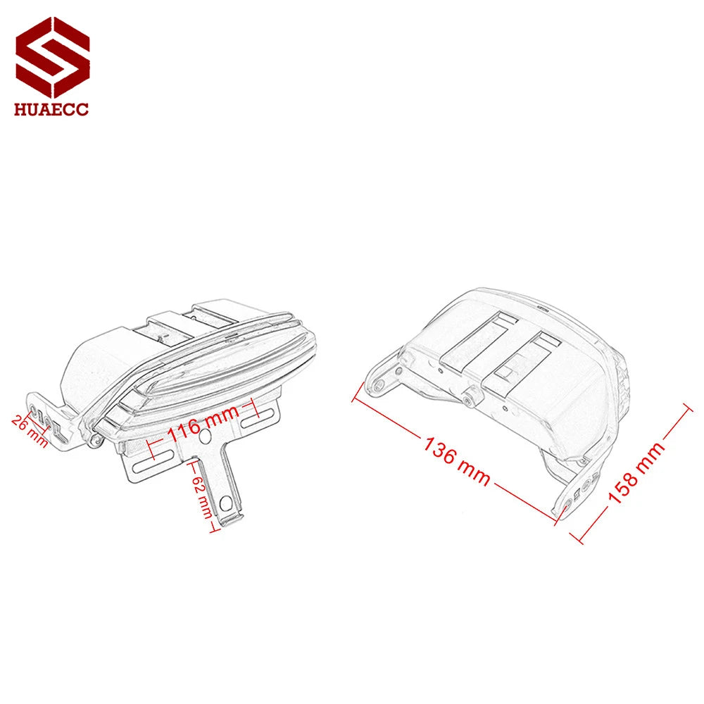 Feu arrière tri-bar LED avec support de plaque pour Harley Softail - vue 6