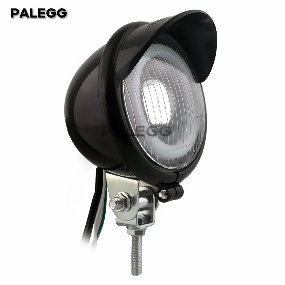 Phare LED rond à visière pour Harley bobber chopper - vue 7