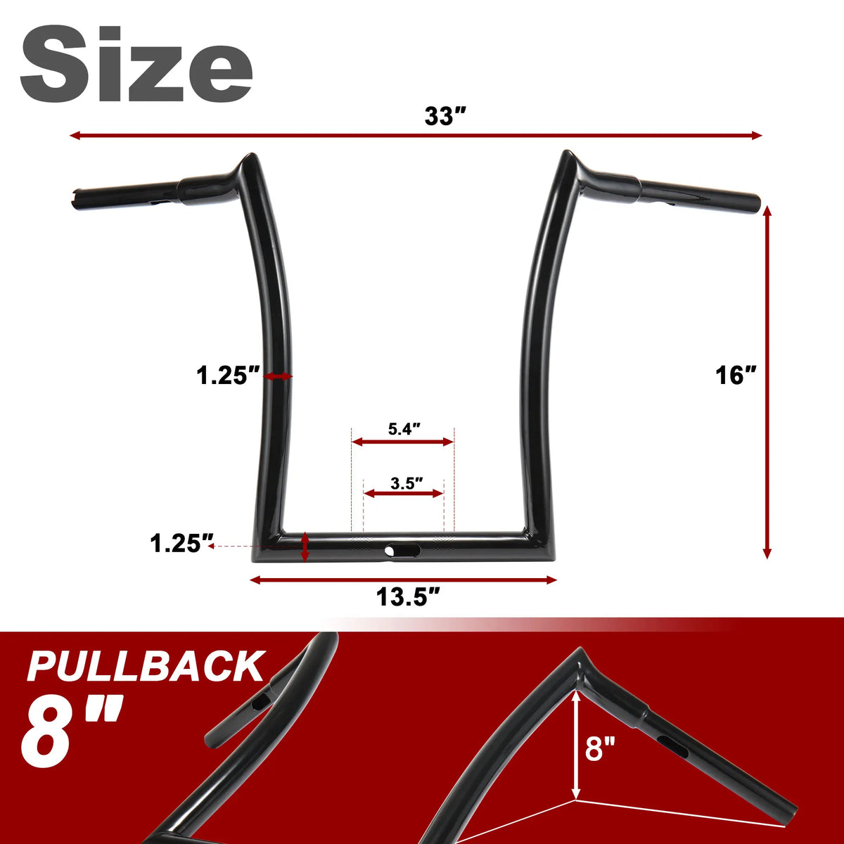 Guidon Ape Hanger Meathook 1,25" pour bagger - Harley-Davidson Road Glide 2015-2023 – photo 8/8