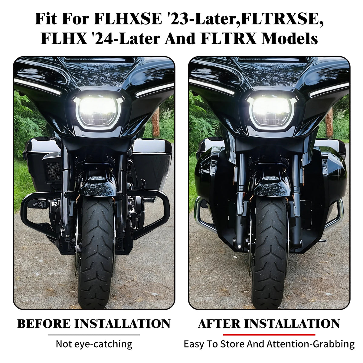 Kit carénages bas chromés et sabot moteur pour Harley-Davidson Touring - vue 2