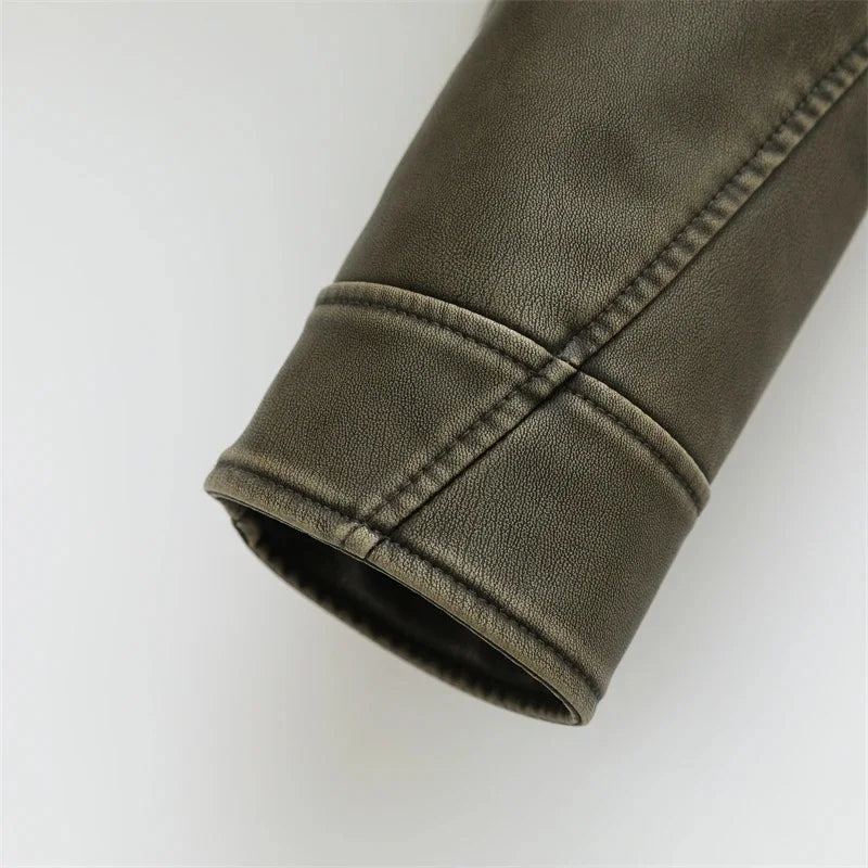 Veste courte en simili cuir noir pour femme - style biker - vue 5